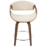 Lumisource Curvini Counter Stool in Walnut Wood and Cream Fabric, PK 2 B24-CRVNIR WLCR2